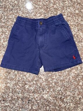 Polo by Ralph Lauren Boys Navy Cotton Shorts with Red Pony Embroidery